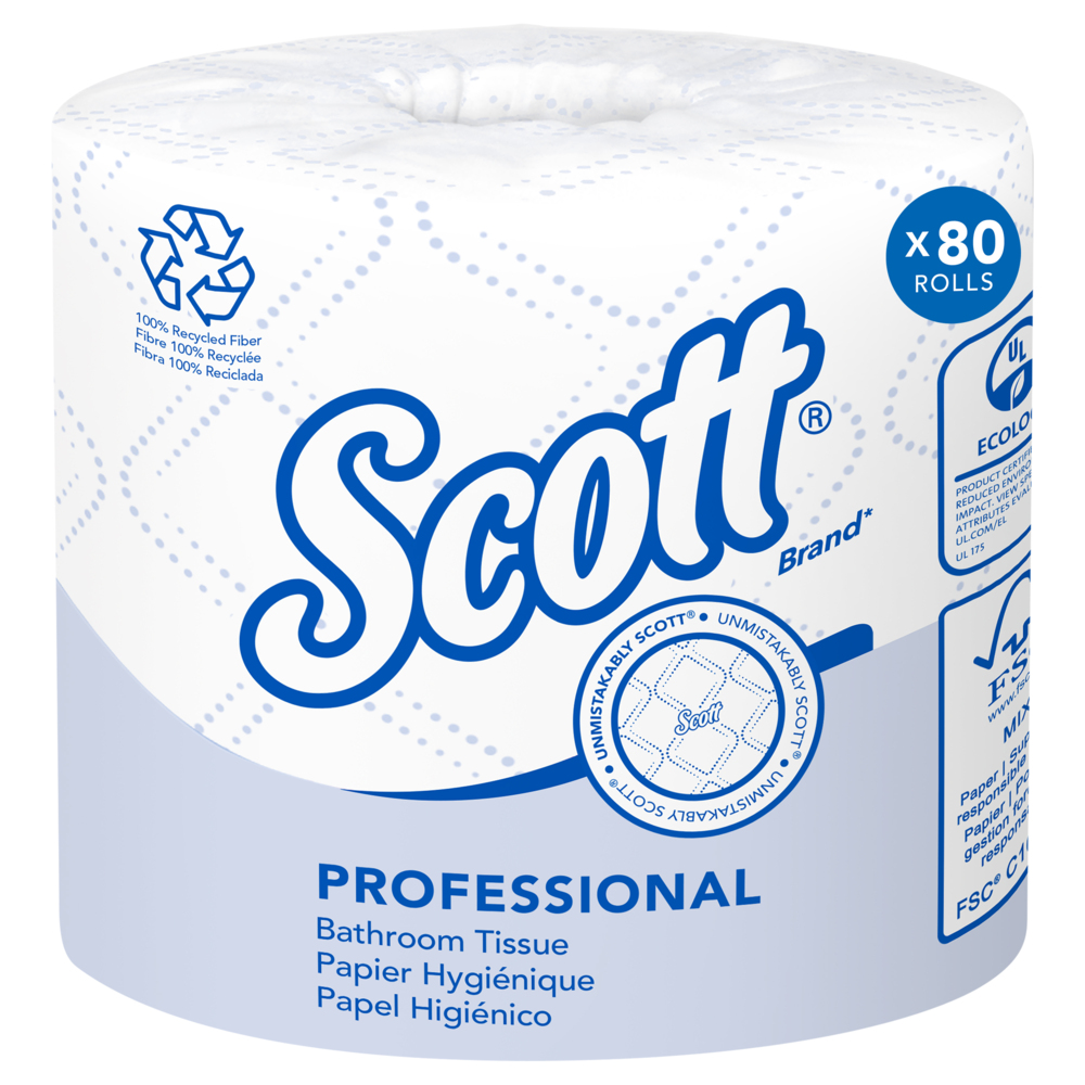 Kimberly-Clark Scott® Essential Professional Standard Roll Bathroom Tissue  (04460), 2-Ply, White, 80 Rolls / Case, 550 Sheets / Roll, 44,000 Sheets /  Case, 04460KIM