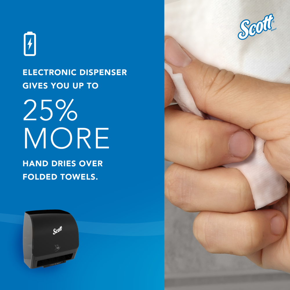 Scott® Automatic Slimroll Towel Dispensers (47196), Black, for Orange Core Scott® Slimroll Towels, 11.8" x 12.35" x 7.25" (Qty 1) - 47196