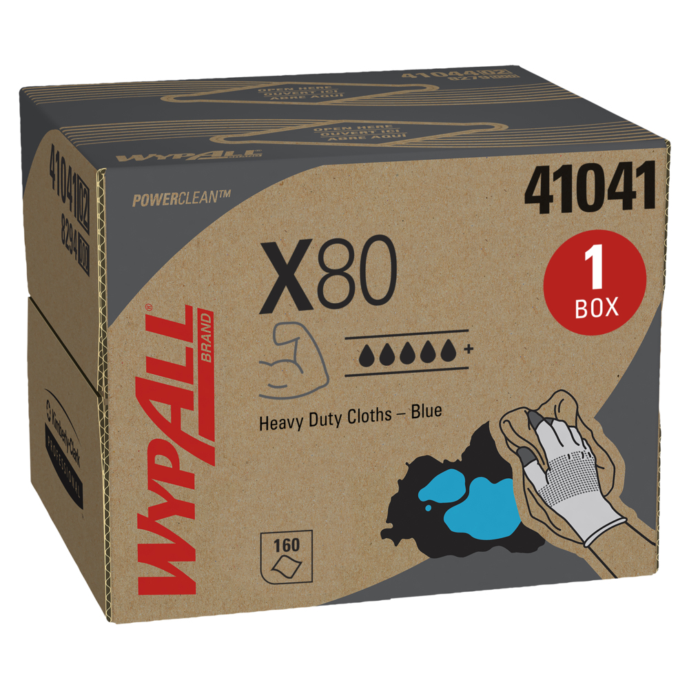 WypAll® PowerClean™ X80 Heavy Duty Cloths (41041), Brag Box