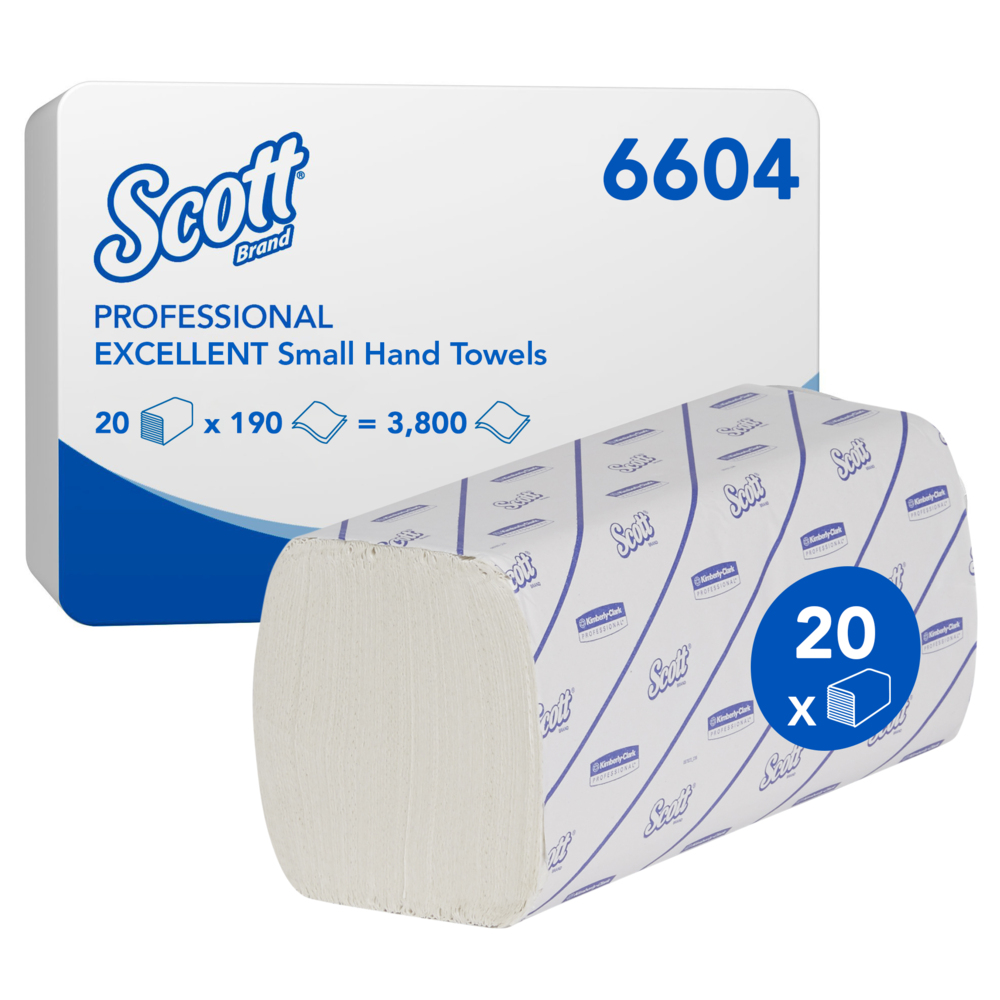 Scott® Excellent Interfolded Hand Towels 6604 - 190 white, 2 ply