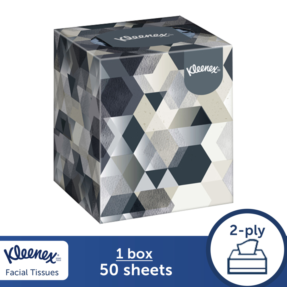 Kleenex® Facial Tissue Cube (5007), White 2-Ply, 60 Cartons /Case, 50 sheets / Carton (3,000 Sheets) - 99105007