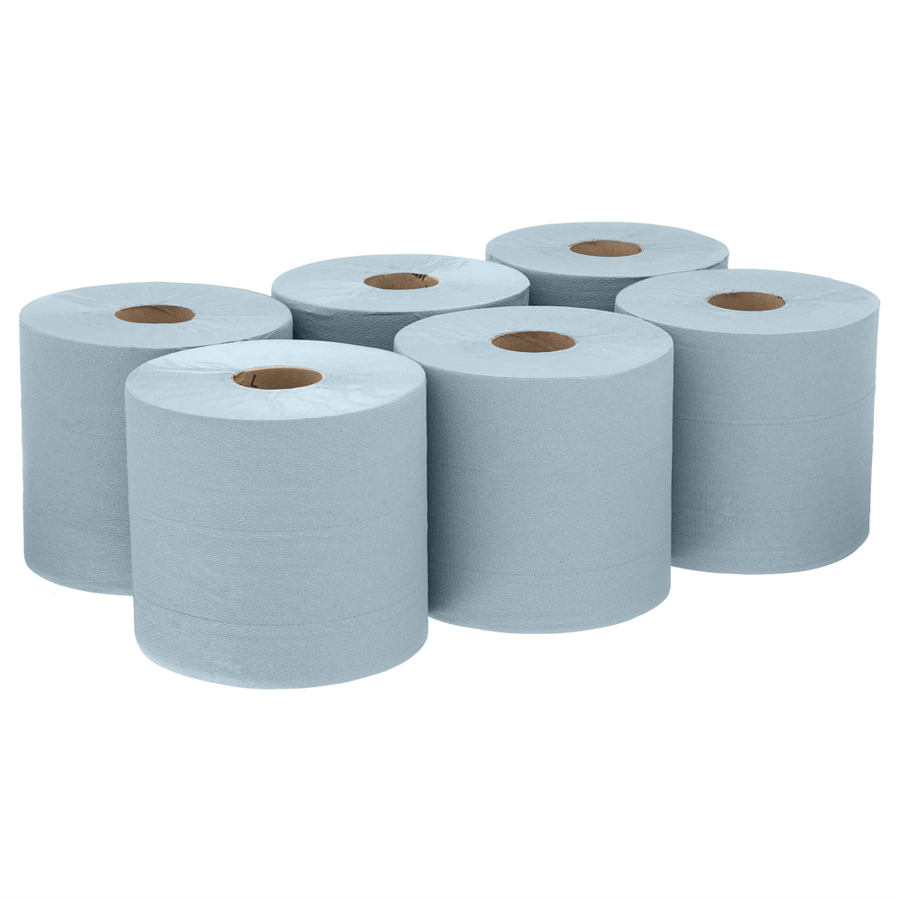 WypAll® Centrefeed Roll Wipers (7496), Blue 1-Ply, 6 Rolls / Case, 630 Sheets / Roll (3,780 Sheets) - S062358590