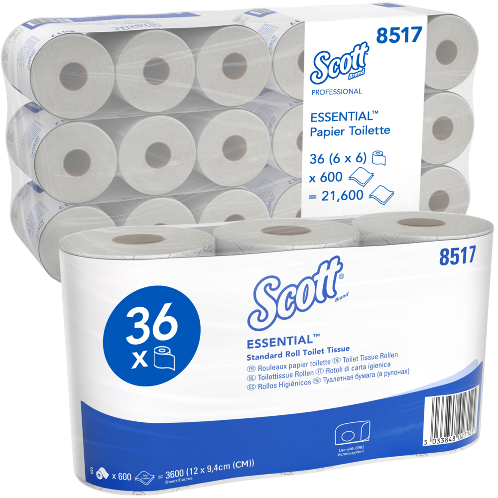 Papier toilette 2 épaisseurs Scott® Essential™ 8517 - 36 x petit rouleaux de 600 feuilles (21 600 au total) - 8517