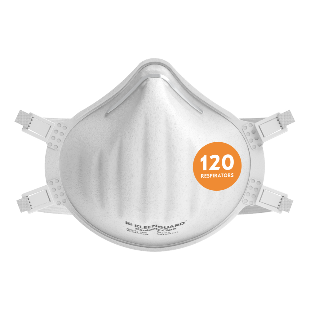 KleenGuard™ 3400 Series N95 Particulate Respirator (54627), RA3415 Molded  Cup Style, NIOSH-Approved, Regular Fit, White (10 Respirators/Box, 12  Boxes/Case, 120 Respirators/Case)