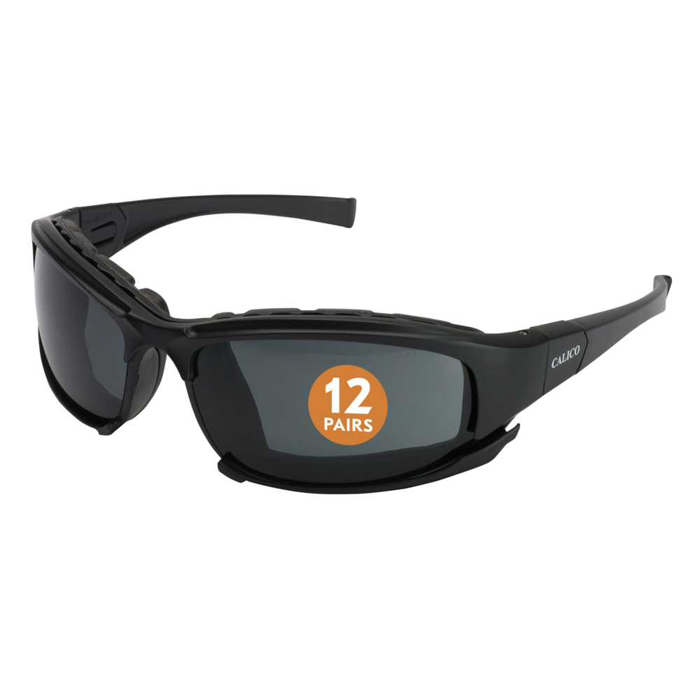 Lunettes de sécurité KleenGuard™ V50 Calico™ (25675), lentilles fumées avec revêtement antibuée KleenVision™, monture noire, lunettes unisexes (12 paires/caisse) - 25675