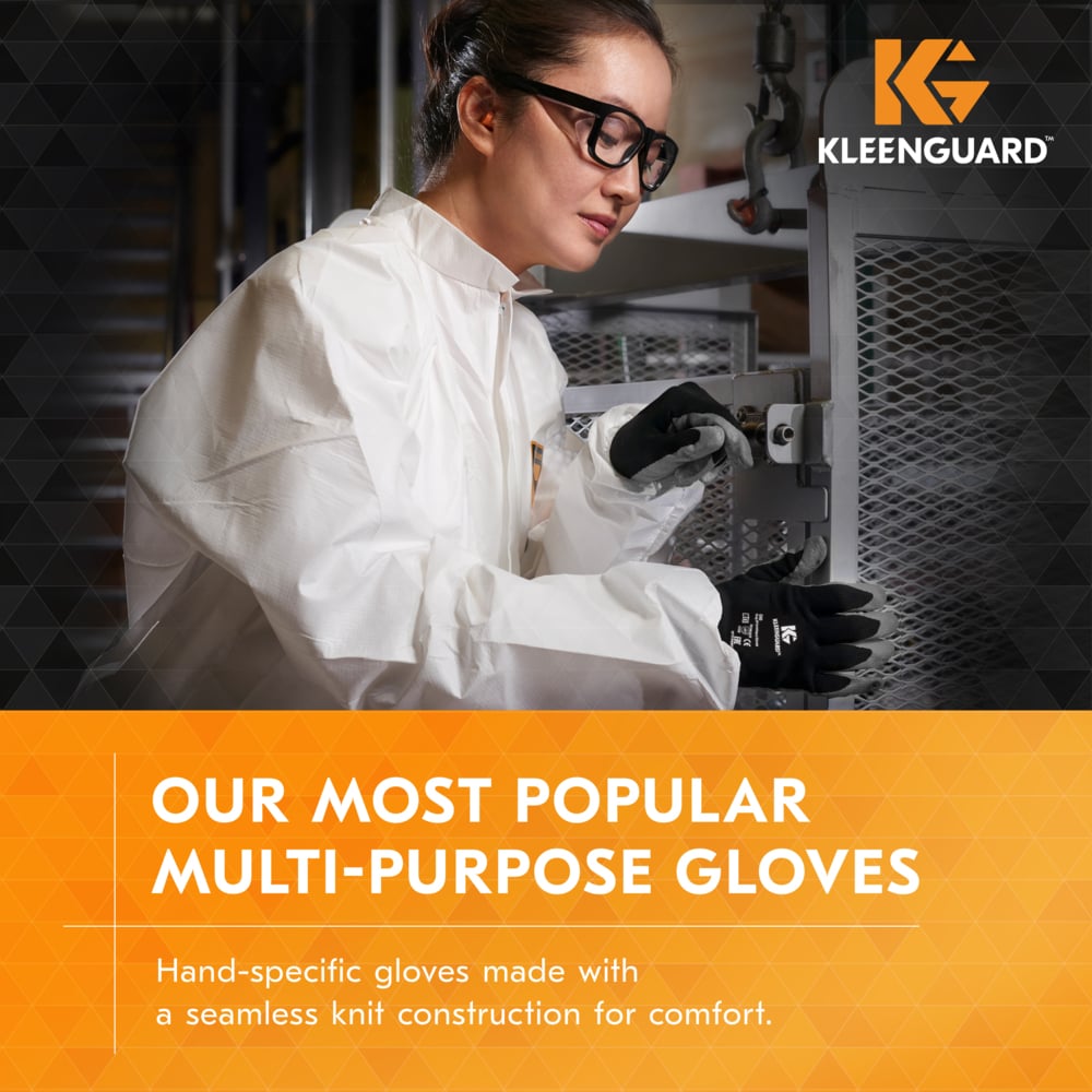 KleenGuard™ G40 Polyurethane Coated Gloves (38730), Thin Mil, Hand-Specific, Black/Grey, 2XL (12 Pairs/Bag, 5 Bags/Case, 60 Pairs/Case) - 38730