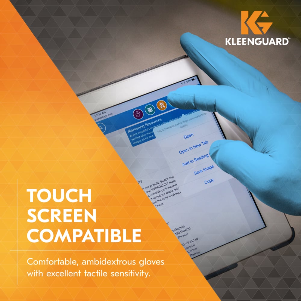 KleenGuard™ G10 Comfort Plus™ Blue Nitrile Gloves (54185), 4 Mil, Ambidextrous, Touchscreen Compatible, XS (100 Gloves/Box, 10 Boxes/Case, 1,000 Gloves/Case) - 54185