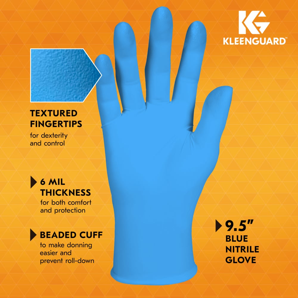 KleenGuard™ G10 2Pro™ Blue Nitrile Gloves (54421), 6 Mil, Ambidextrous, Touchscreen Compatible, S (100 Gloves/Box, 10 Boxes/Case, 1,000 Gloves/Case) - 54421