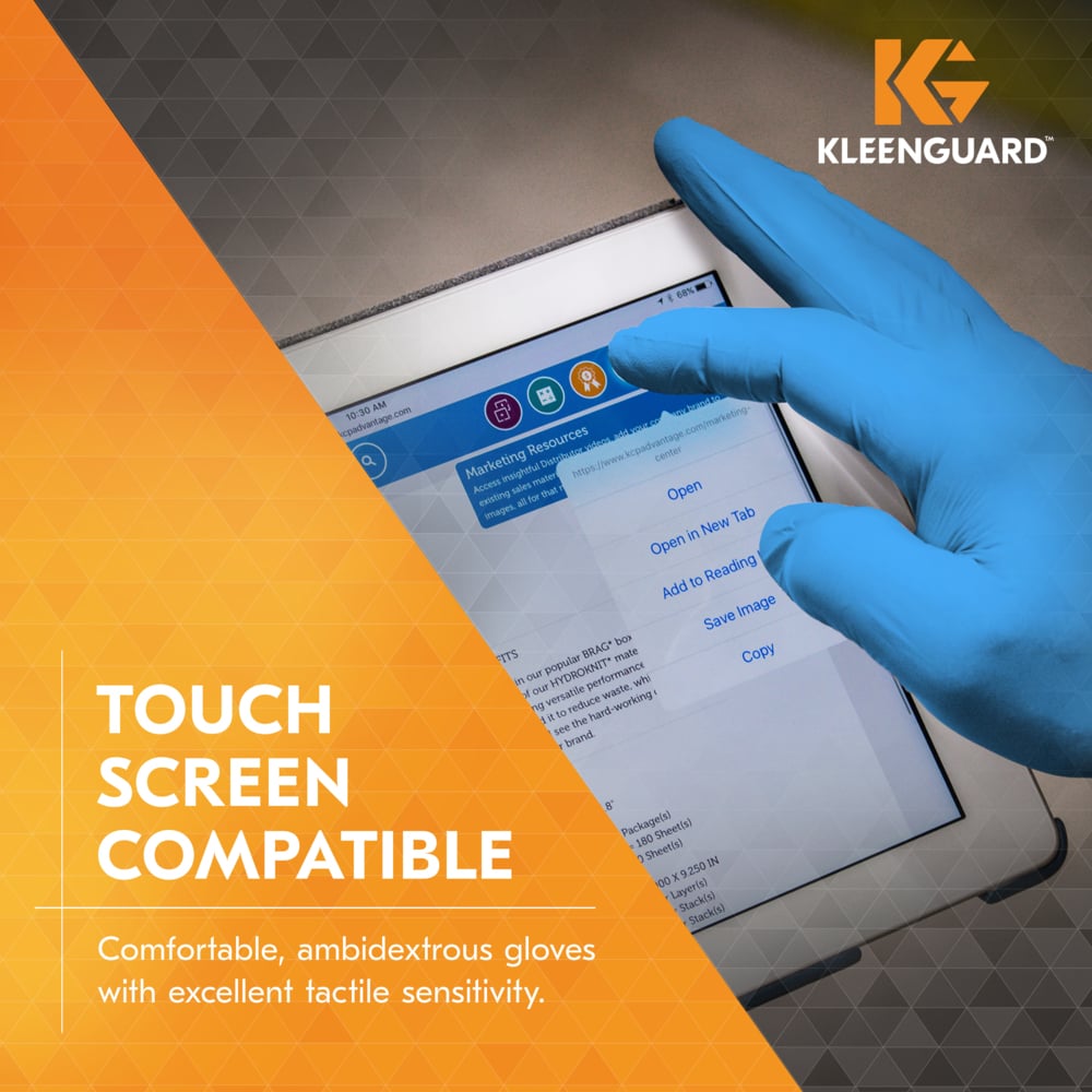 KleenGuard™ G10 2Pro™ Blue Nitrile Gloves (54421), 6 Mil, Ambidextrous, Touchscreen Compatible, S (100 Gloves/Box, 10 Boxes/Case, 1,000 Gloves/Case) - 54421