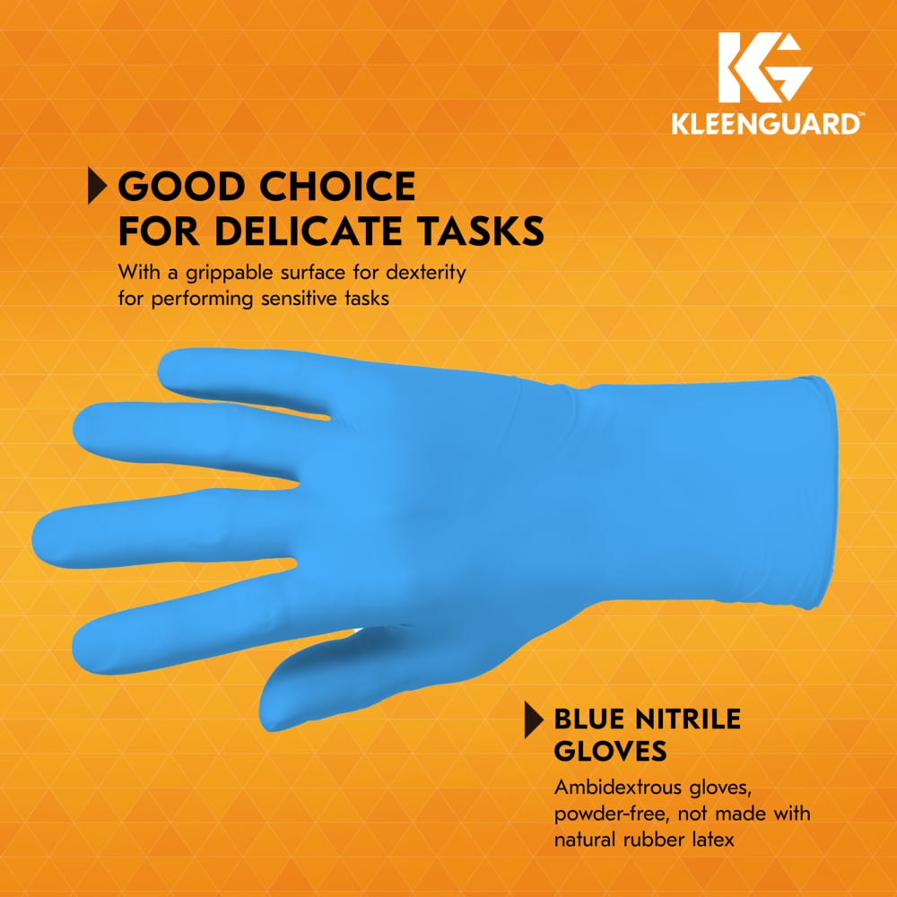 KleenGuard™ G10 2Pro™ Blue Nitrile Gloves (54421), 6 Mil, Ambidextrous, Touchscreen Compatible, S (100 Gloves/Box, 10 Boxes/Case, 1,000 Gloves/Case) - 54421