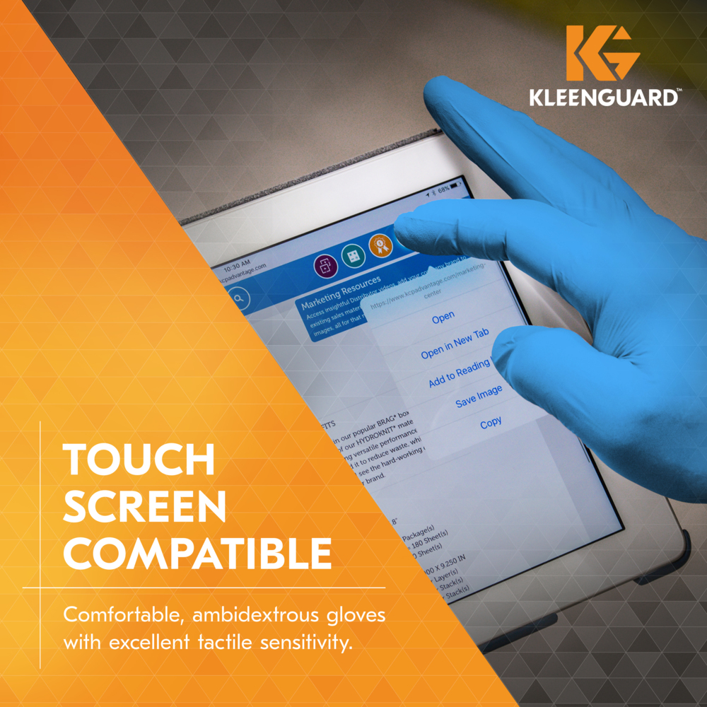 KleenGuard™ G10 2Pro™ Blue Nitrile Gloves (54424), 6 Mil, Ambidextrous, Touchscreen Compatible, XL (90 Gloves/Box, 10 Boxes/Case, 900 Gloves/Case) - 54424
