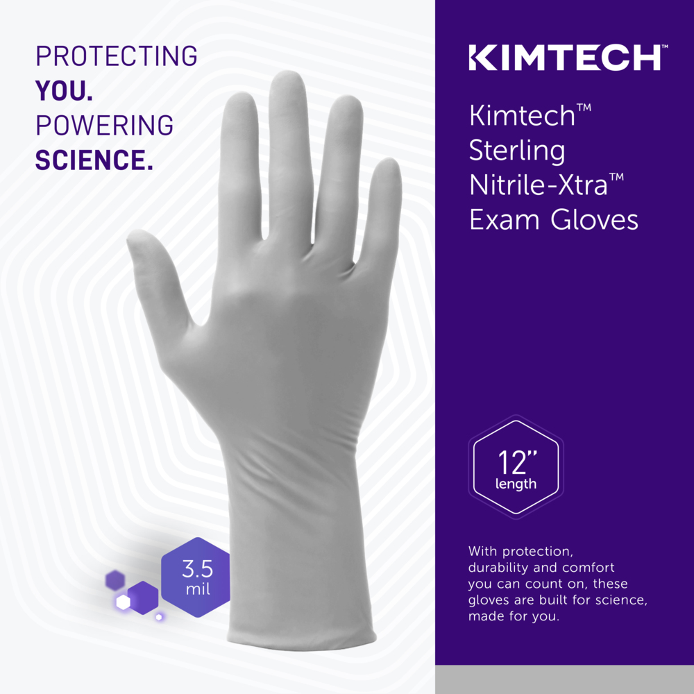 Kimtech™ Sterling Nitrile-Xtra™ Exam Gloves (53138), 3.5 Mil, Ambidextrous, 12", S (100 Gloves/Box, 10 Boxes/Case, 1,000 Gloves/Case) - 53138