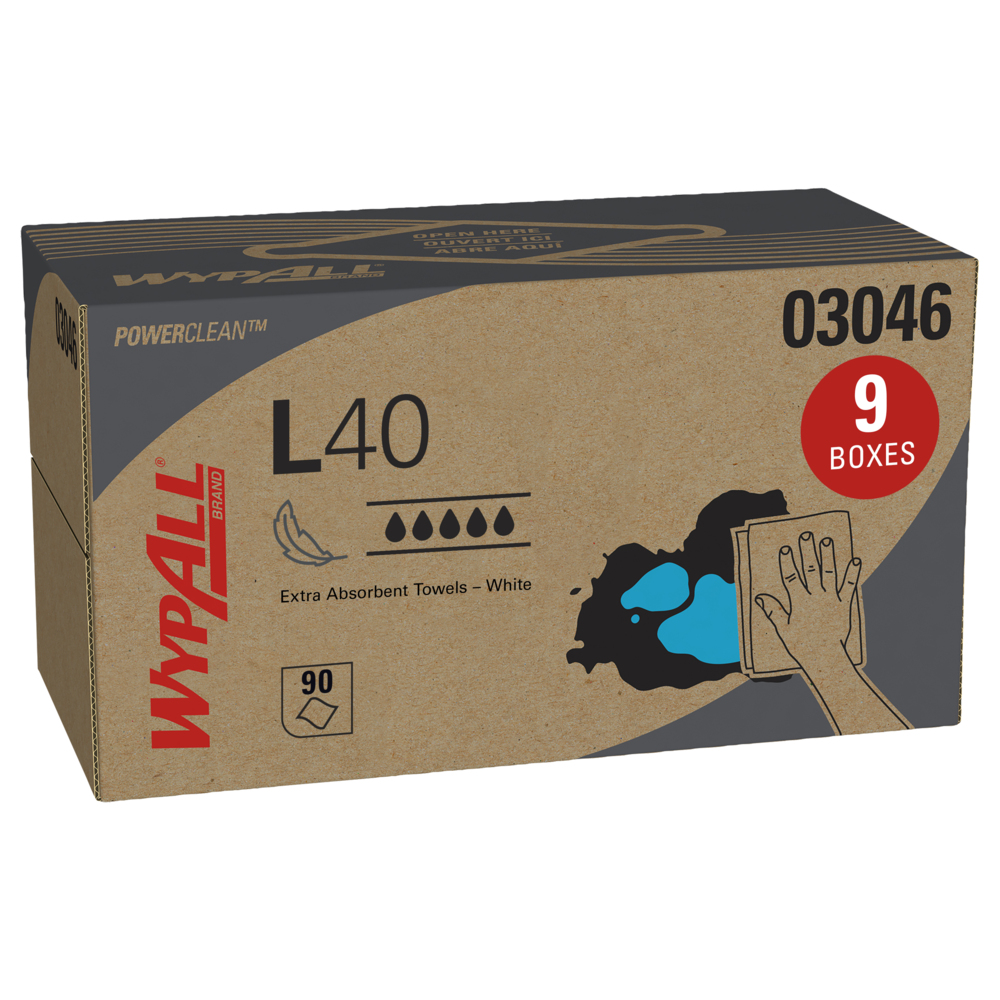 WypAll® PowerClean™ L40 Extra Absorbent Towels (03046), Pop-Up Box ...