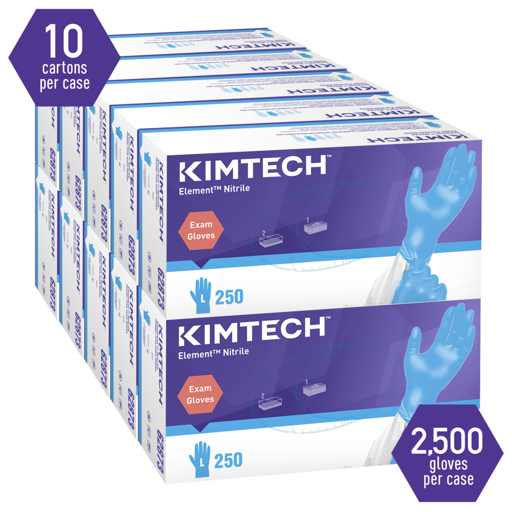Kimtech™ Element™ Nitrile Exam Gloves (62873), 3.2 Mil, Ambidextrous, 9.3”, L ( 250 /Box, 10 Boxes, 2,500 Gloves/Case) - 62873