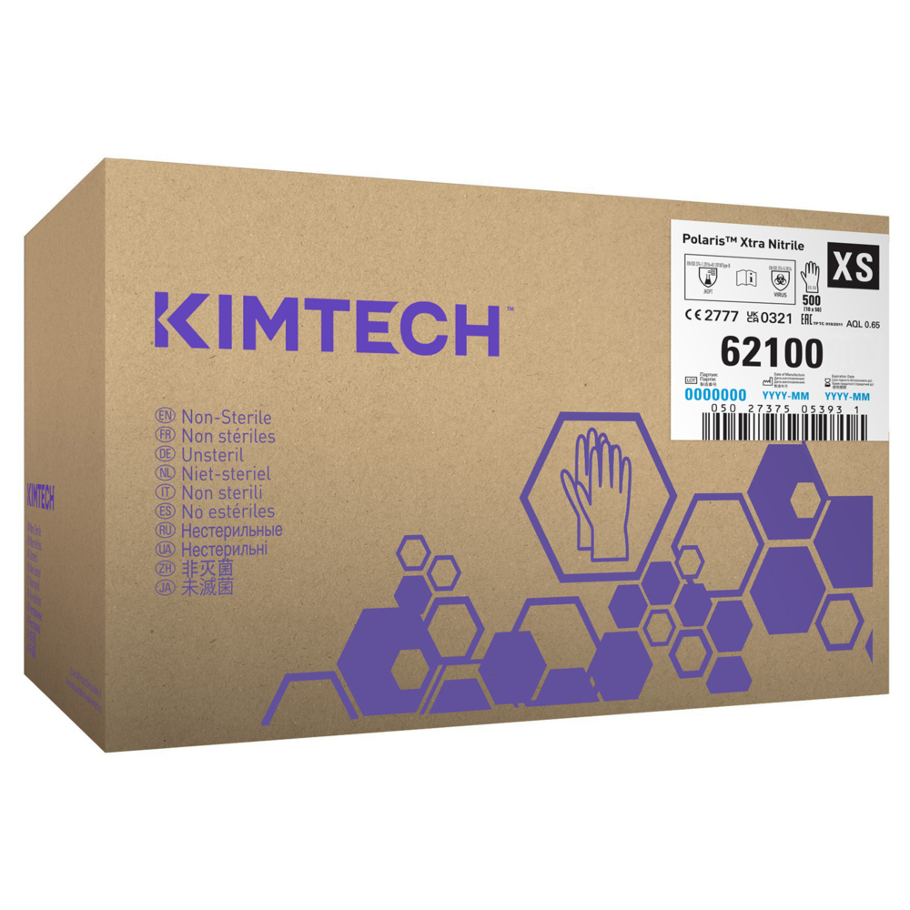 Kimtech™ Polaris™ Xtra Nitrile Ambidextrous Gloves 62100 - Dark Magenta, XS, 10x50 (500 gloves) - S061297960