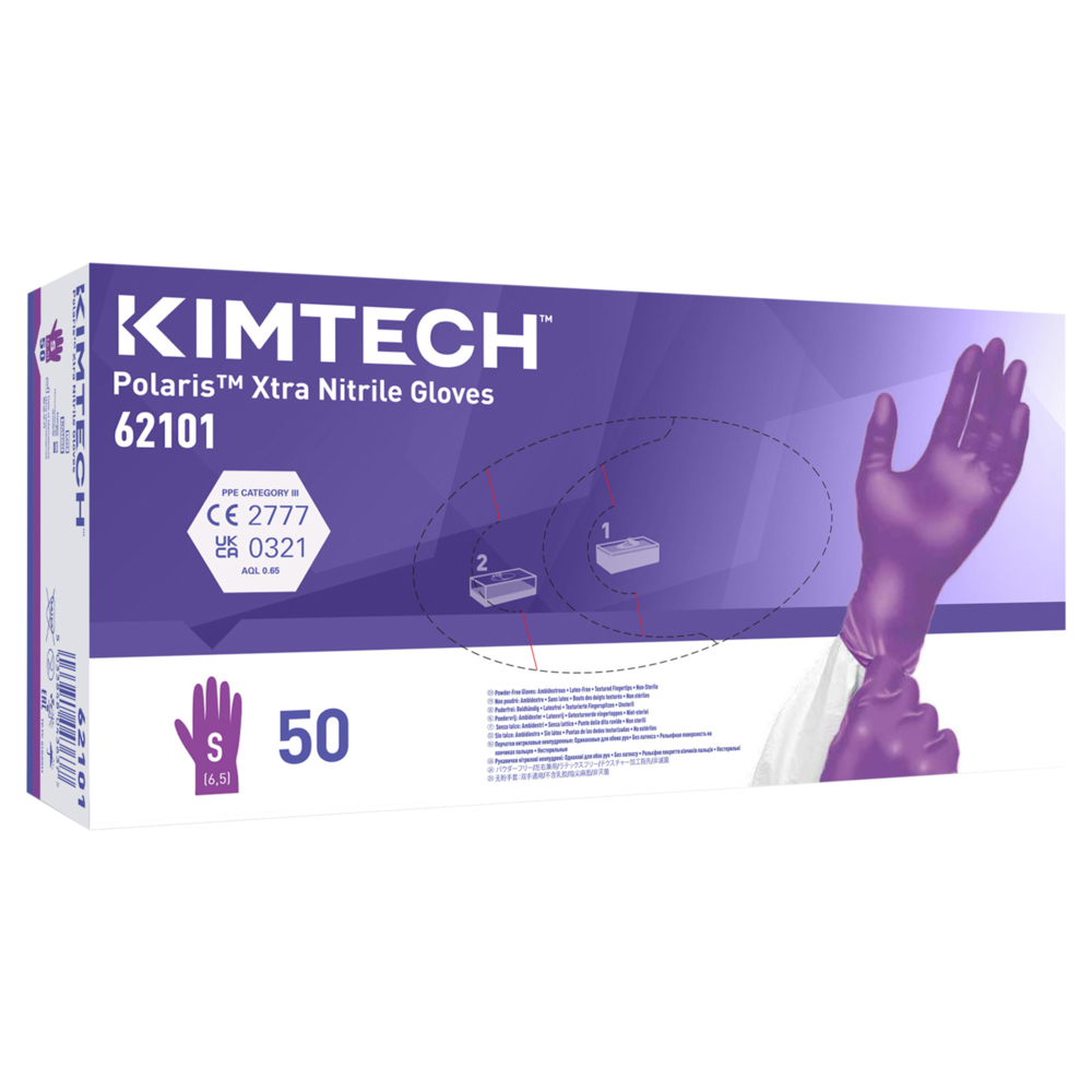 Kimtech™ Polaris™ Xtra Nitrile Ambidextrous Gloves 62101 - Dark Magenta, S, 10x50 (500 gloves) - S061297959