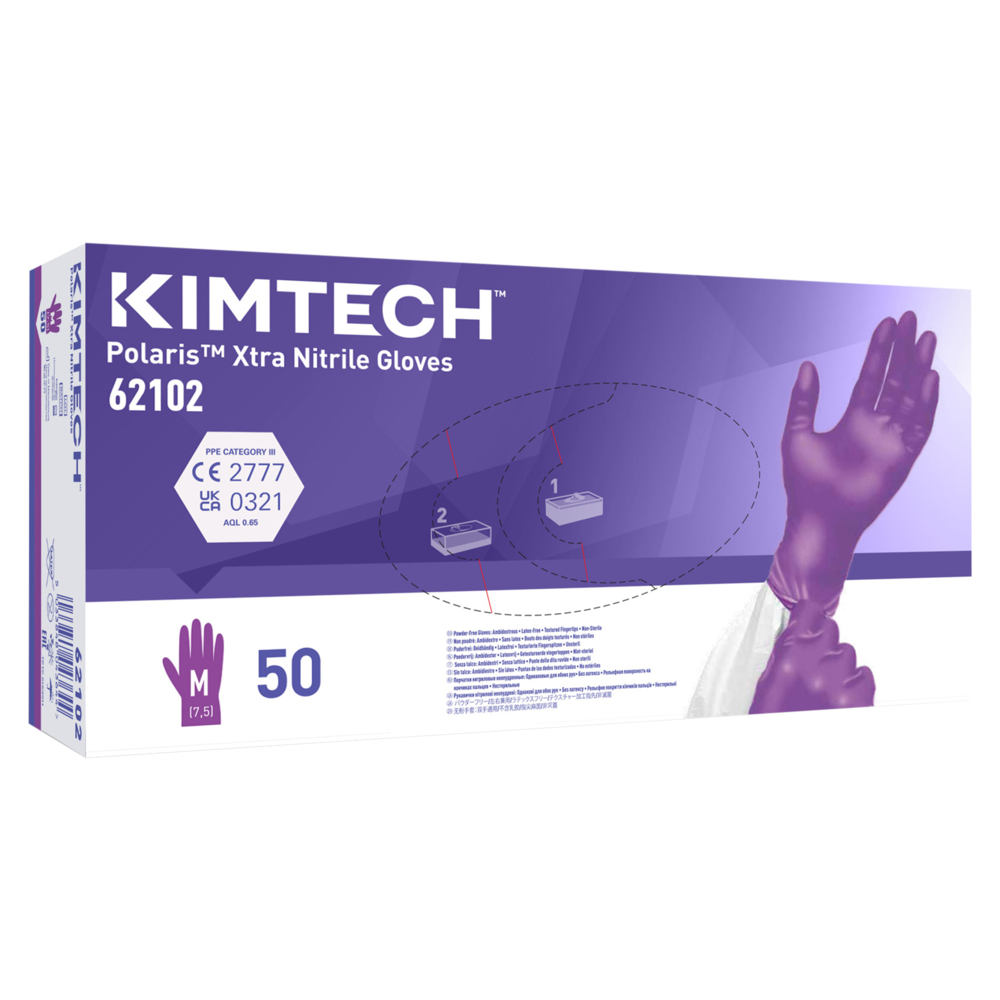 Kimtech™ Polaris™ Xtra Nitrile Ambidextrous Gloves 62102 - Dark Magenta, M, 10x50 (500 gloves) - S061297963