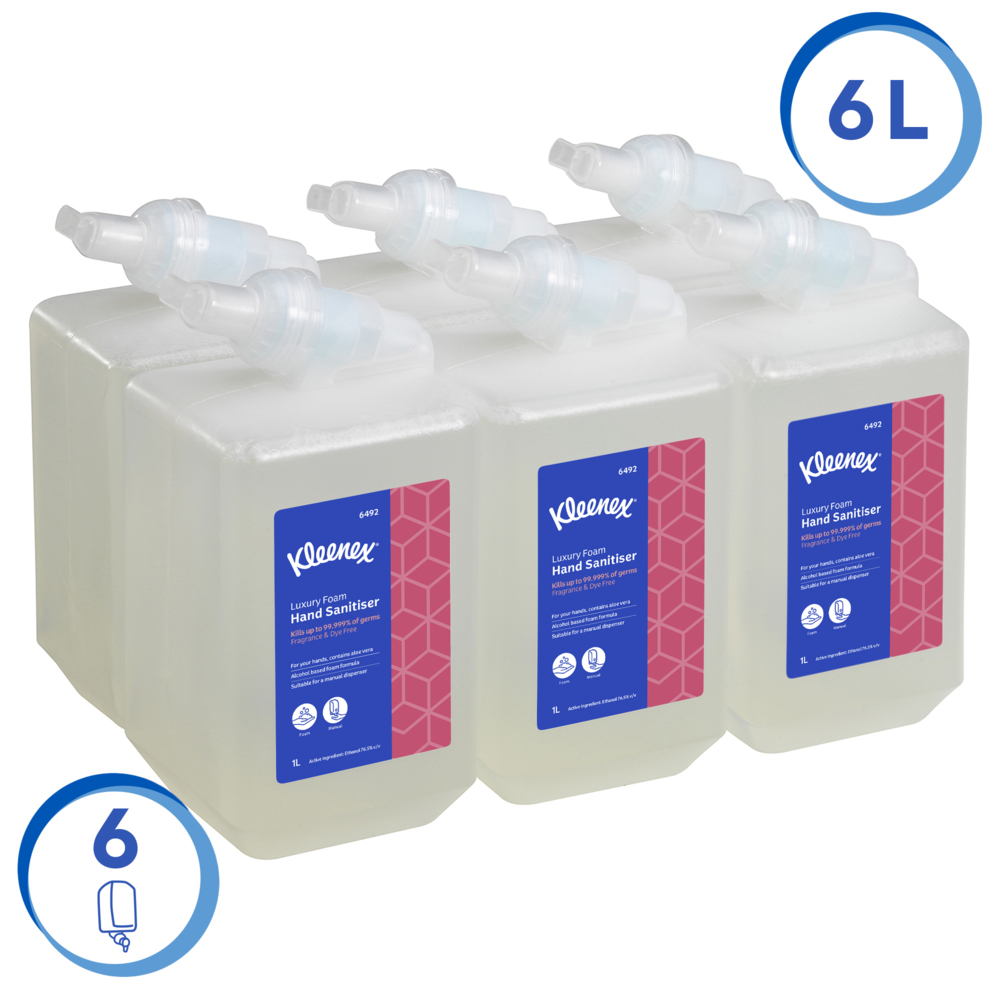 KLEENEX® Alcohol Foam Hand Sanitiser 1L (6492), 6 Cartridges / Case, 1 Litre / Cartridge (6L) - S059628794