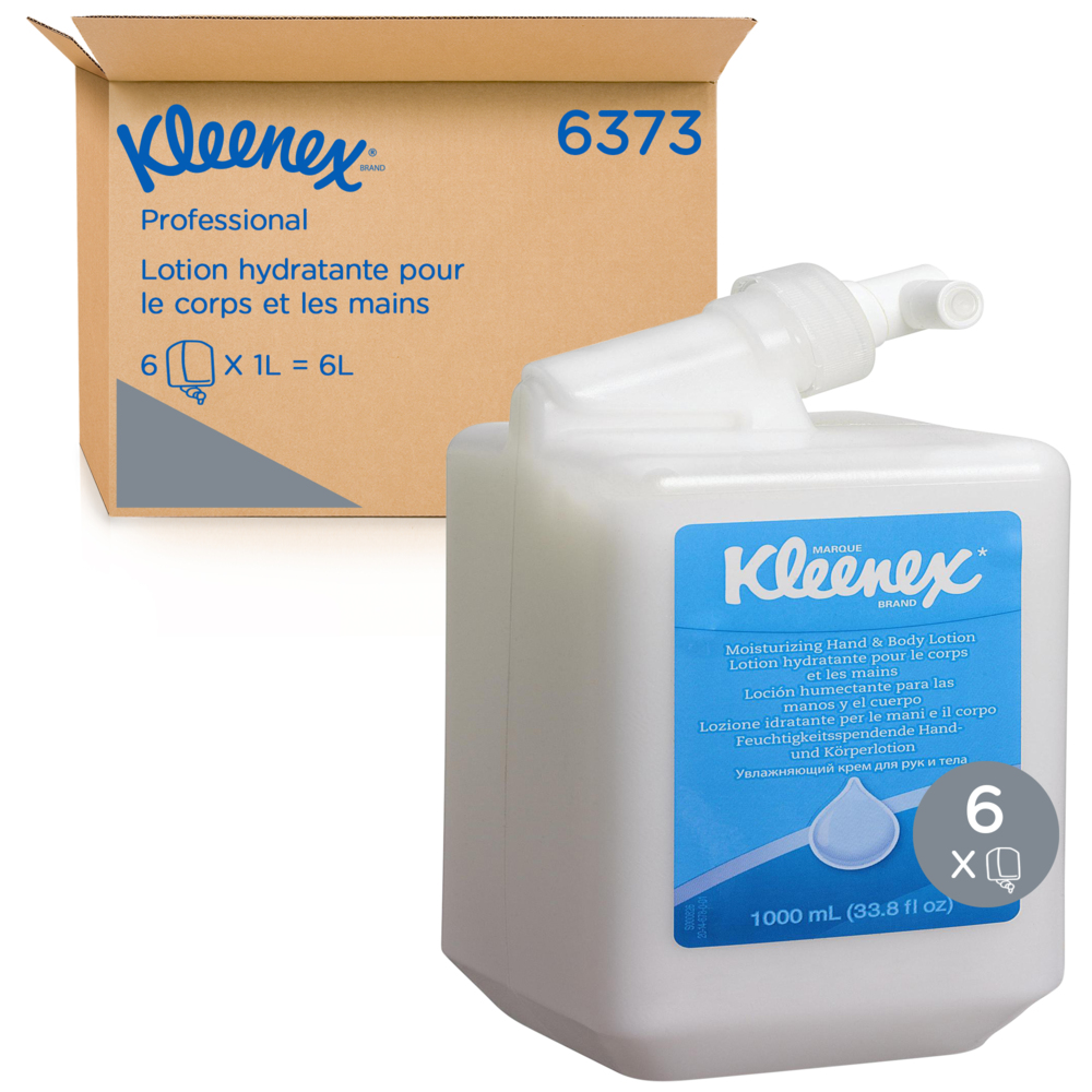Kleenex® Hydraterende Hand en Bodylotion 6373, Wit, 6x1 l (6 l in totaal) - 6373
