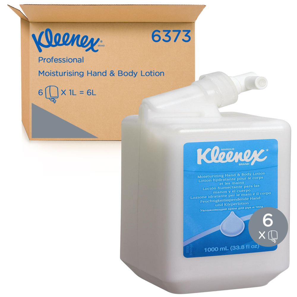 Kleenex® Feuchtigkeitsspendende Hand- und Körperlotion 6373, weiß, 6 x 1 l (6 l gesamt)