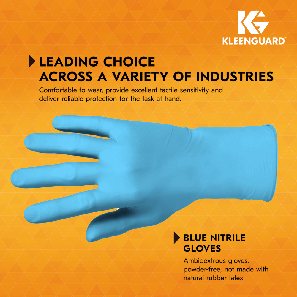 KleenGuard™ G10 Flex™ Blue Nitrile Gloves (54331), 3 Mil, Ambidextrous, Touchscreen Compatible, XS (100 Gloves/Box, 10 Boxes/Case, 1,000 Gloves/Case) - 54331