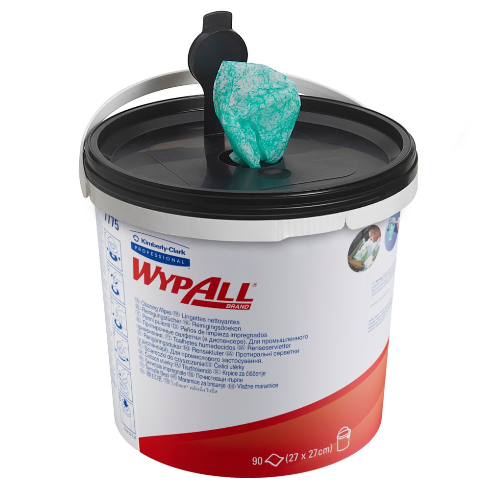 WypAll® Power Clean™ Reinigungstücher-Nachfüllpackung 7775 – Industriereinigungstücher – 6 Eimer x 90 grüne Reinigungstücher (insges. 540 Reinigungstücher) - 7775