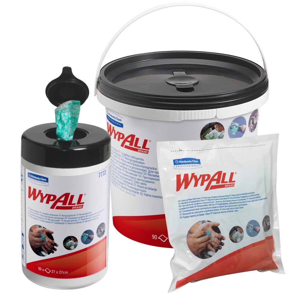 WypAll® Power Clean™ Reinigungstücher-Nachfüllpackung 7775 – Industriereinigungstücher – 6 Eimer x 90 grüne Reinigungstücher (insges. 540 Reinigungstücher) - 7775