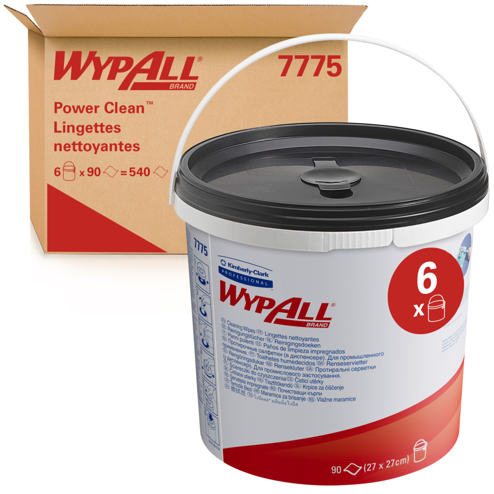 WypAll® Power Clean™ Reinigungstücher-Nachfüllpackung 7775 – Industriereinigungstücher – 6 Eimer x 90 grüne Reinigungstücher (insges. 540 Reinigungstücher)