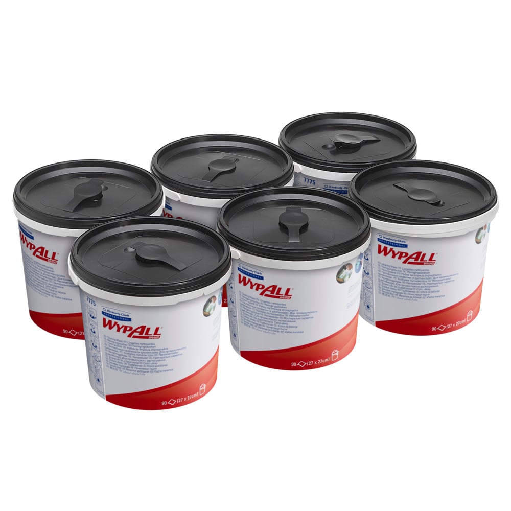 WypAll® Power Clean™ Reinigungstücher-Nachfüllpackung 7775 – Industriereinigungstücher – 6 Eimer x 90 grüne Reinigungstücher (insges. 540 Reinigungstücher) - 7775