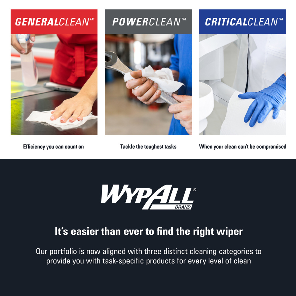 Paños multifunción WypAll® X60 General Clean™ 8250 - Sistema de limpieza 2 en1 de rollo mediano - 1 rollo azul x 235 paños de limpieza azules - 8250