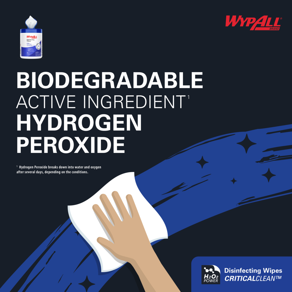 WypAll® Disinfecting Wipes (54481), Hydrogen Peroxide Disinfectant Cleaner for Commercial, Industrial & Healthcare, Fresh Scent (185 Sheets/Canister, 3 Canisters/Case, 555 Sheets/Case) - 54481