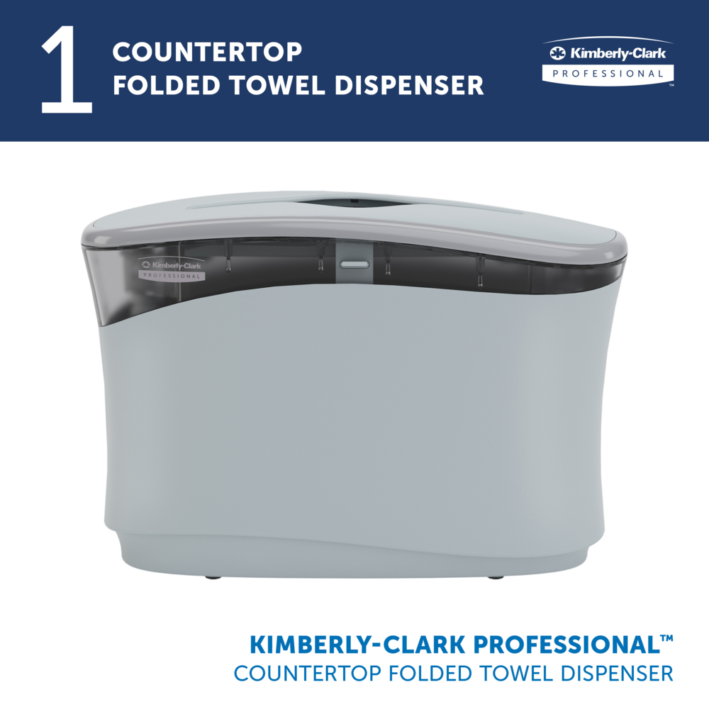 Kimberly-Clark Professional™ Countertop Folded Towel Dispenser (55760), Soft Grey, 13.3" x 9.0" x 5.2" (Qty 1) - 55760