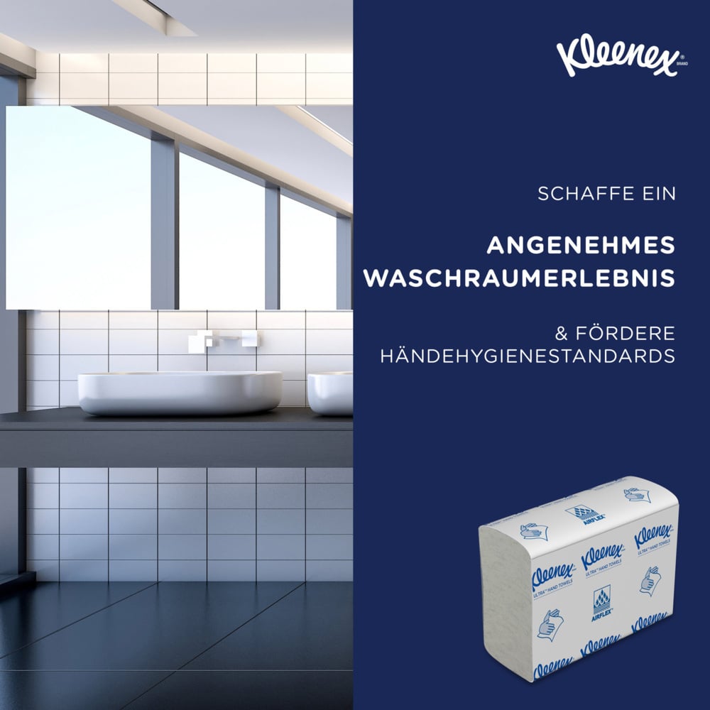 Essuie-mains pliés blancs Kleenex® Ultra™ 4633 – Essuie-mains en papier jetables 2 épaisseurs – 18 paquets x 150 essuie-mains en papier petit format (2 700 au total) - 4633