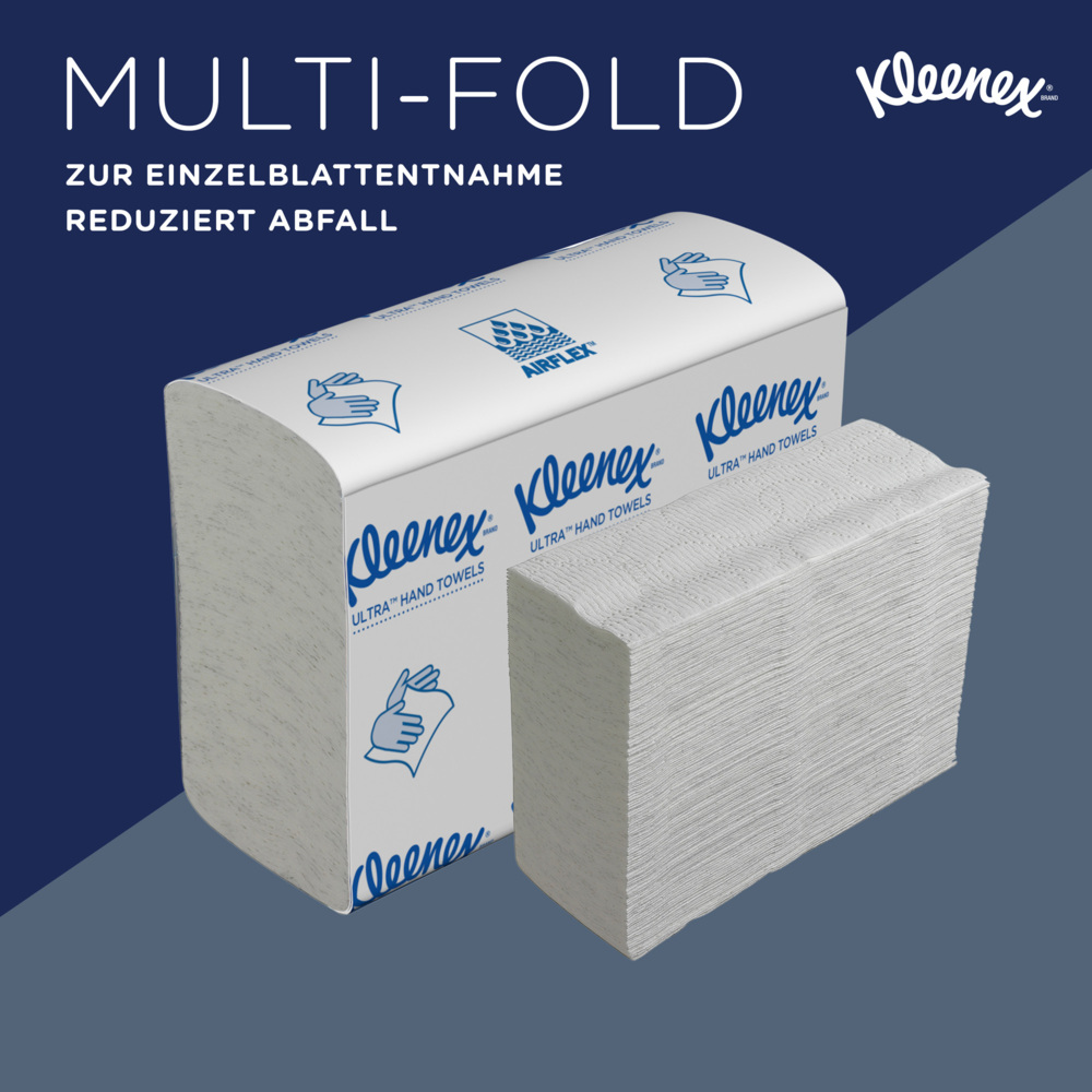 Essuie-mains pliés blancs Kleenex® Ultra™ 4633 – Essuie-mains en papier jetables 2 épaisseurs – 18 paquets x 150 essuie-mains en papier petit format (2 700 au total) - 4633