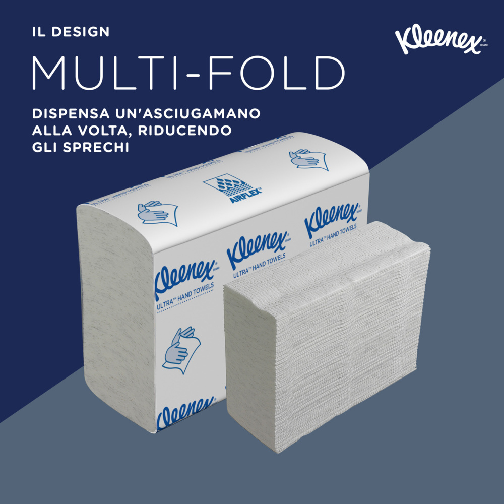 Essuie-mains pliés blancs Kleenex® Ultra™ 4633 – Essuie-mains en papier jetables 2 épaisseurs – 18 paquets x 150 essuie-mains en papier petit format (2 700 au total) - 4633