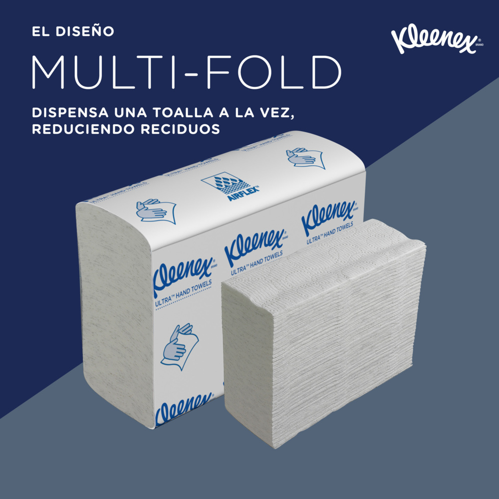 Essuie-mains pliés blancs Kleenex® Ultra™ 4633 – Essuie-mains en papier jetables 2 épaisseurs – 18 paquets x 150 essuie-mains en papier petit format (2 700 au total) - 4633