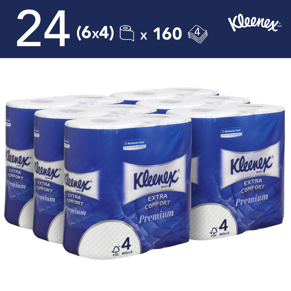 Kleenex® Standaardrol Toilettissue 8484 - 24 rollen x 160 witte, 4-laags vellen (3840 vellen) - 8484