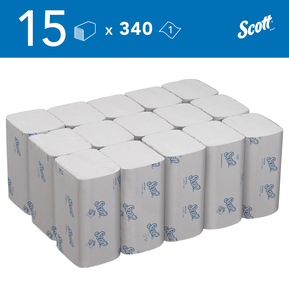 Essuie-mains enchevêtrés Scott® Essential™ 6617 - 15 x paquets de 340 essuie-mains (5 100 au total) - 6617