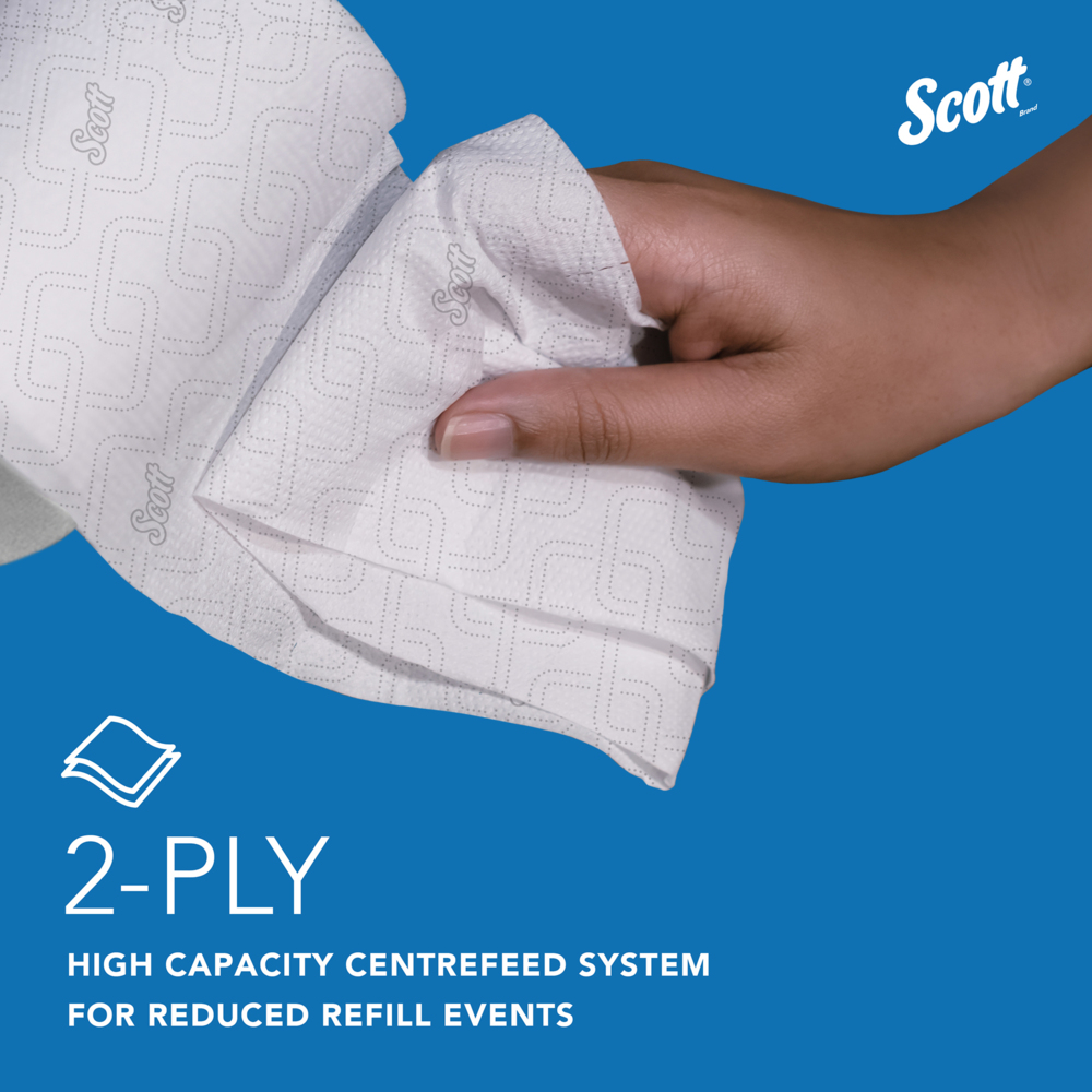 Papel Higiénico Scott® Control™ reciclado con dispensación central 8591 - Rollo de 2 capas - 12 rollos x 833 hojas de papel de baño (9996 hojas) - 8591