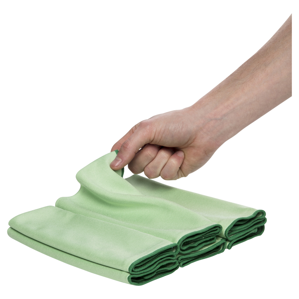 WypAll® Microfiber Cloths (83630), Green, Reusable, 4 Packs / Case, 6 Cloths / Bag (24 Cloths) - 991083630