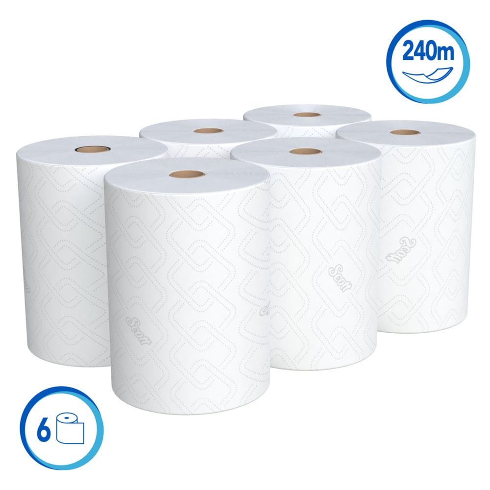 Scott® Essential™ Toalla de Manos Rollo Blanco 30242559 - 240m/Rollo, 6 Rollos/Caja (1440m Total) - S061256489