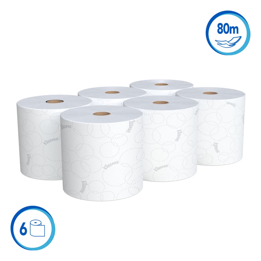 Kleenex® Toalla de Manos en Rollo Blanca 30240348 - 6 rollos x 80 metros (480 Total) - S059876549