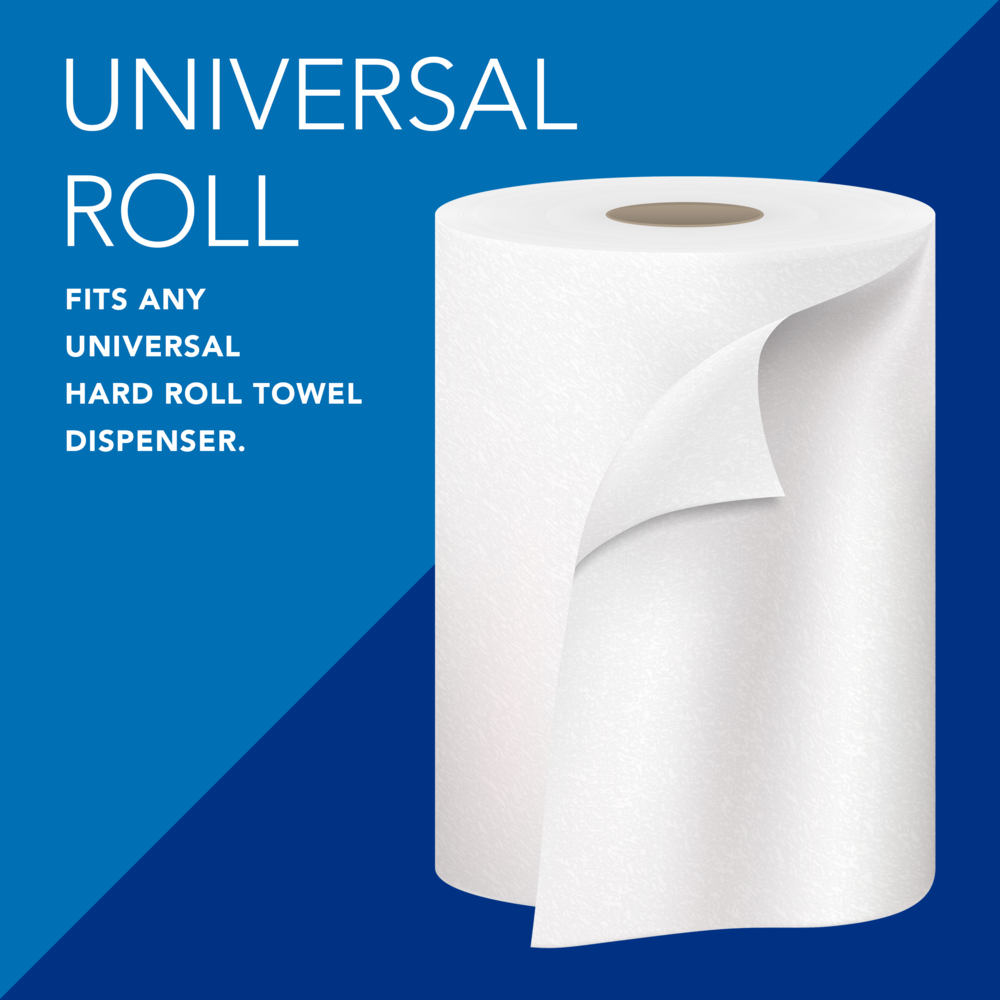 Scott® Universal 100% Recycled Fiber Hard Roll Bulk Paper Towels (56158), with Absorbency Pockets™, 1.5" Core, White, (800'/Roll, 6 Rolls/Case, 4,800'/Case) - 56158