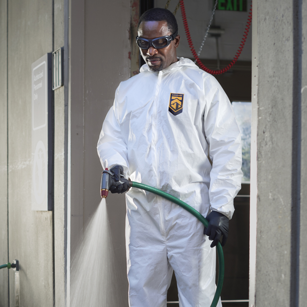 KleenGuard™ KGA300 Liquid & Particle Surface Prep & Paint Protection Coveralls (55695), Zipper Front, Elastic Wrists, Ankles & Hood , White, Reflex Design, 5XL (Qty 25) - 55695