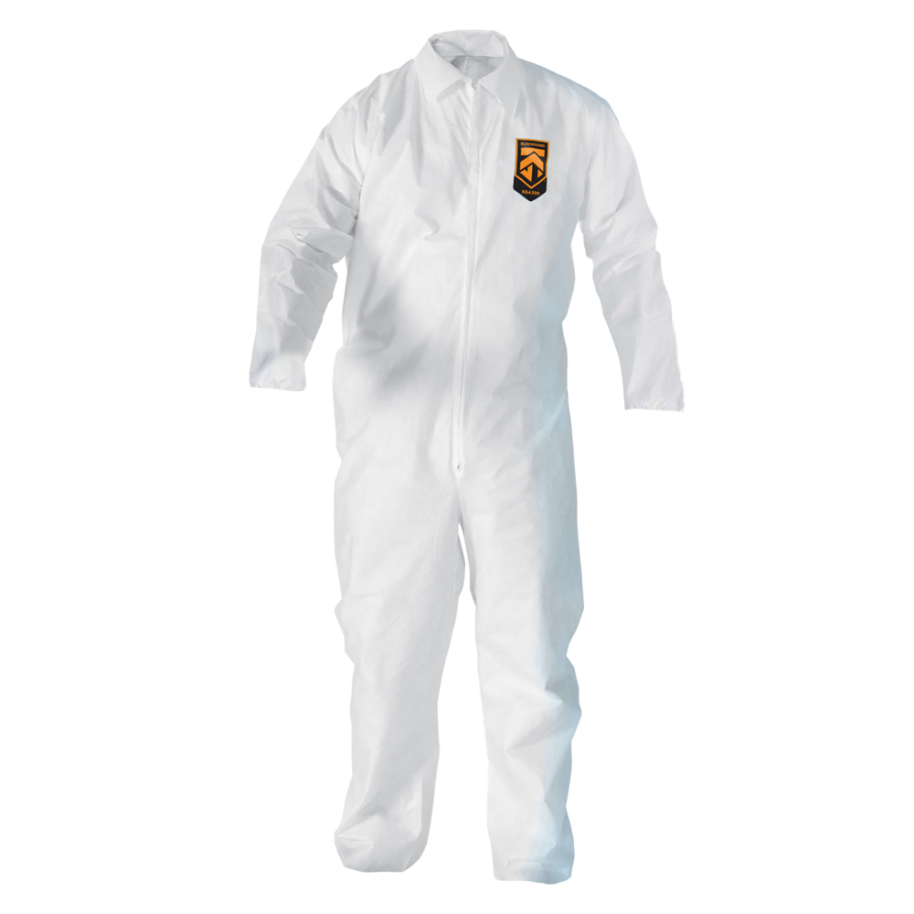 KleenGuard™ KGA300 Liquid & Particle Surface Prep & Paint Protection Coveralls (55690), Zipper Front, White, Reflex Design, 5XL (Qty 25) - 55690