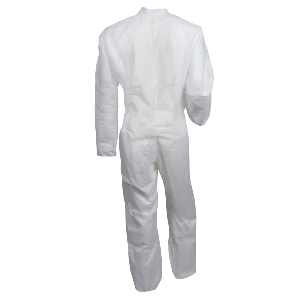 KleenGuard™ KGA300 Liquid & Particle Surface Prep & Paint Protection Coveralls (41487), Zipper Front, White, Reflex Design, 2XL (Qty 25) - 41487