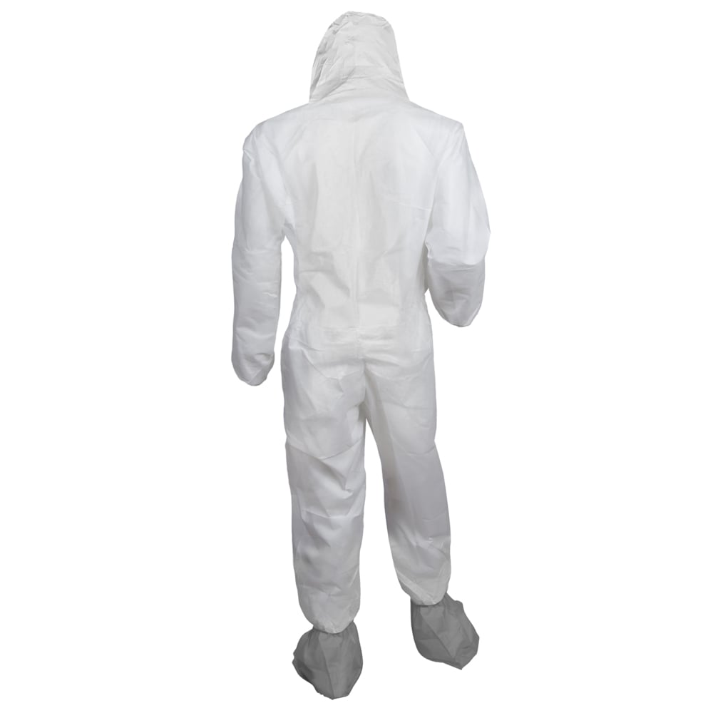 KleenGuard™ KGA300 Liquid & Particle Surface Prep & Paint Protection Coveralls (48977), Zipper Front, Elastic Wrists, Ankles, Hood & Boots, White, Grey Boots, Reflex Design, 4XL (Qty 25) - 48977