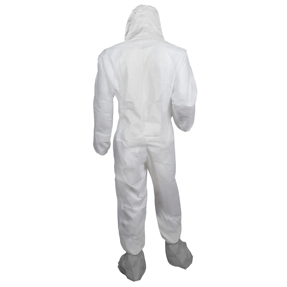 KleenGuard™ KGA300 Liquid & Particle Surface Prep & Paint Protection Coveralls (48972), Zipper Front, Elastic Wrists, Ankles, Hood & Boots, White, Grey Boots, Reflex Design, Medium (Qty 25) - 48972