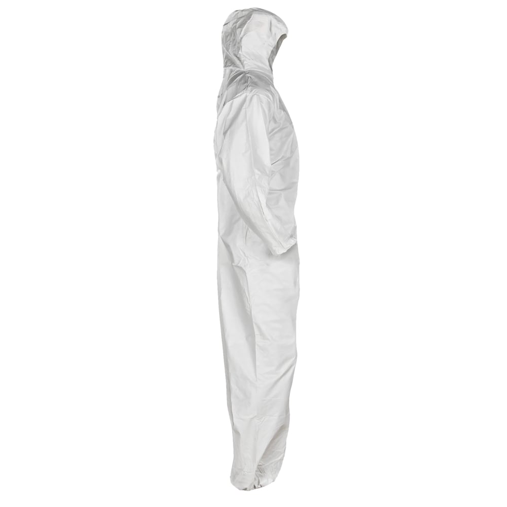 KleenGuard™ KGA300 Liquid & Particle Surface Prep & Paint Protection Coveralls (41504), Zipper Front, Elastic Wrists, Ankles & Hood, White, Reflex Design, Medium (Qty 25) - 41504