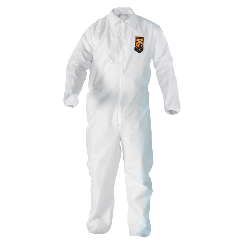 KleenGuard™ KGA300 Liquid & Particle Surface Prep & Paint Protection Coveralls (41493), Zipper Front, Elastic Wrists & Ankles, White, Reflex Design, Large (Qty 25) - 41493